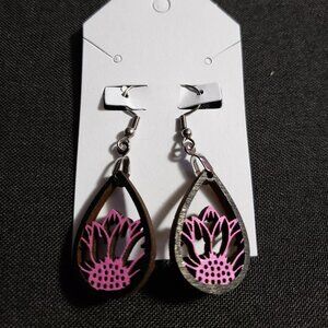 Wooden Earrings with Stainless Steel Hardwear